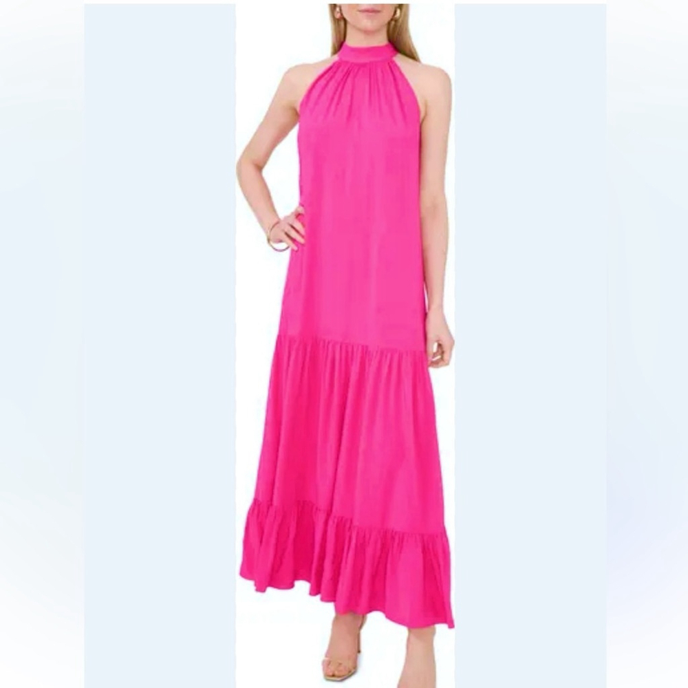 Vince Camuto Hot Pink Halter Maxi Dress